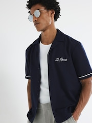 River Island Blue Embroidered Shirt - Image 1 of 4