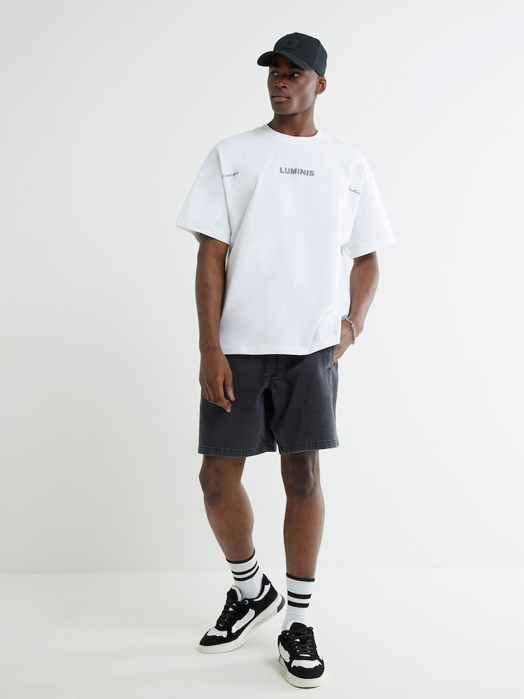 River Island Black Regular Fit Denim Pull On Shorts - Image 1 of 2 River Island Black Regular Fit Denim Pull On Shorts - Image 1 of 2