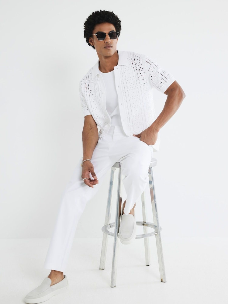 Camisa polo de malha geométrica River Island - Imagem 1 de 4