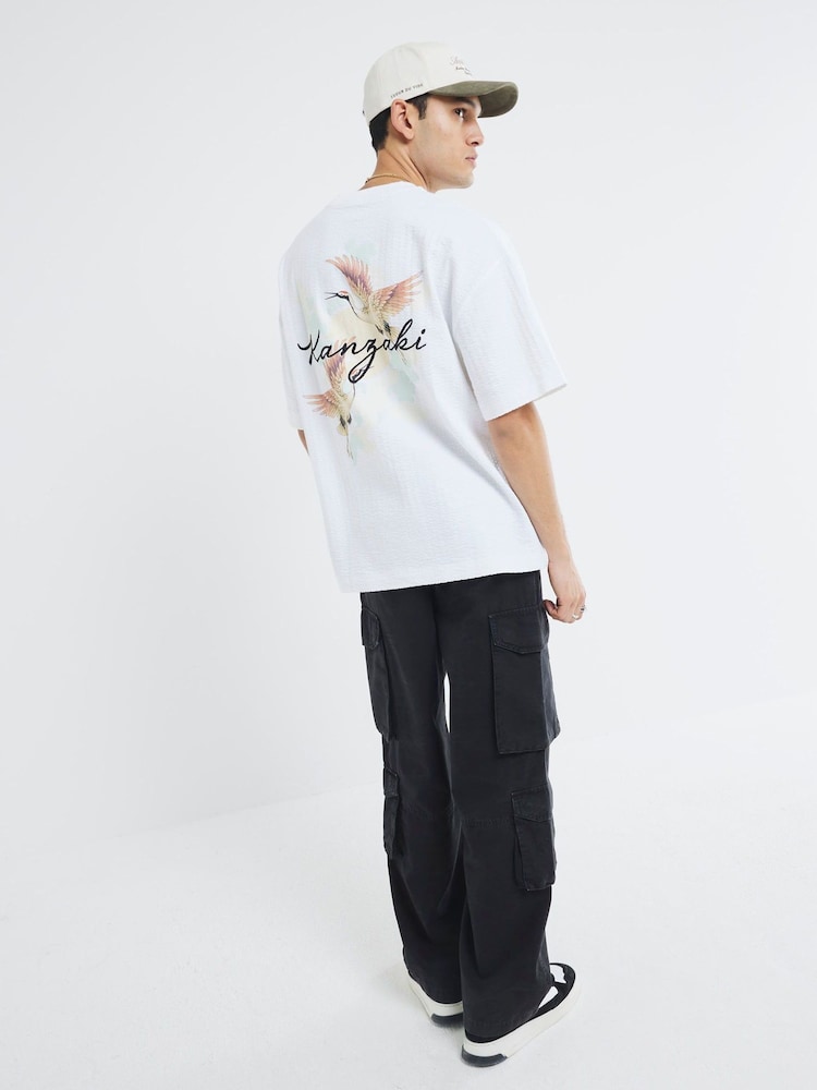 River Island White Oversized Kanyaki T-Shirt - Image 1 of 4 River Island White Oversized Kanyaki T-Shirt - Image 1 of 4