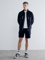 River Island Black Regular Fit Stretch Cargo Shorts - Image 1 of 4
