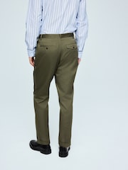Khaki Green Regular Tapered Fit N. Premium Smart Twin Pleat Chino Trousers - Image 2 of 9