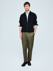 Khaki Green Regular Tapered Fit N. Premium Smart Twin Pleat Chino Trousers - Image 3 of 9