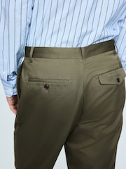 Khaki Green Regular Tapered Fit N. Premium Smart Twin Pleat Chino Trousers - Image 5 of 9