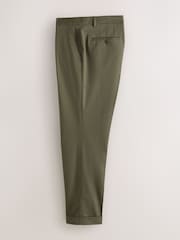 Khaki Green Regular Tapered Fit N. Premium Smart Twin Pleat Chino Trousers - Image 7 of 9