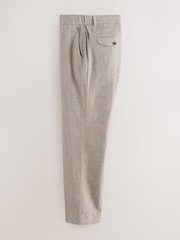 لون محايد - بنطلون بتلبيس قياسي أنيق من القطن المصقول من N. Premium - صورة 7 من 11