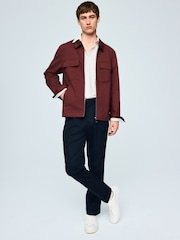 Navy Blue Regular Tapered Fit N. Premium Smart Twin Pleat Chino Trousers - Image 3 of 10