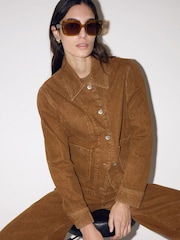 Jigsaw Brown Cooper Denim Cropped Jacket - Image 1 of 6