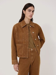 Jigsaw Brown Cooper Denim Cropped Jacket - Image 2 of 6