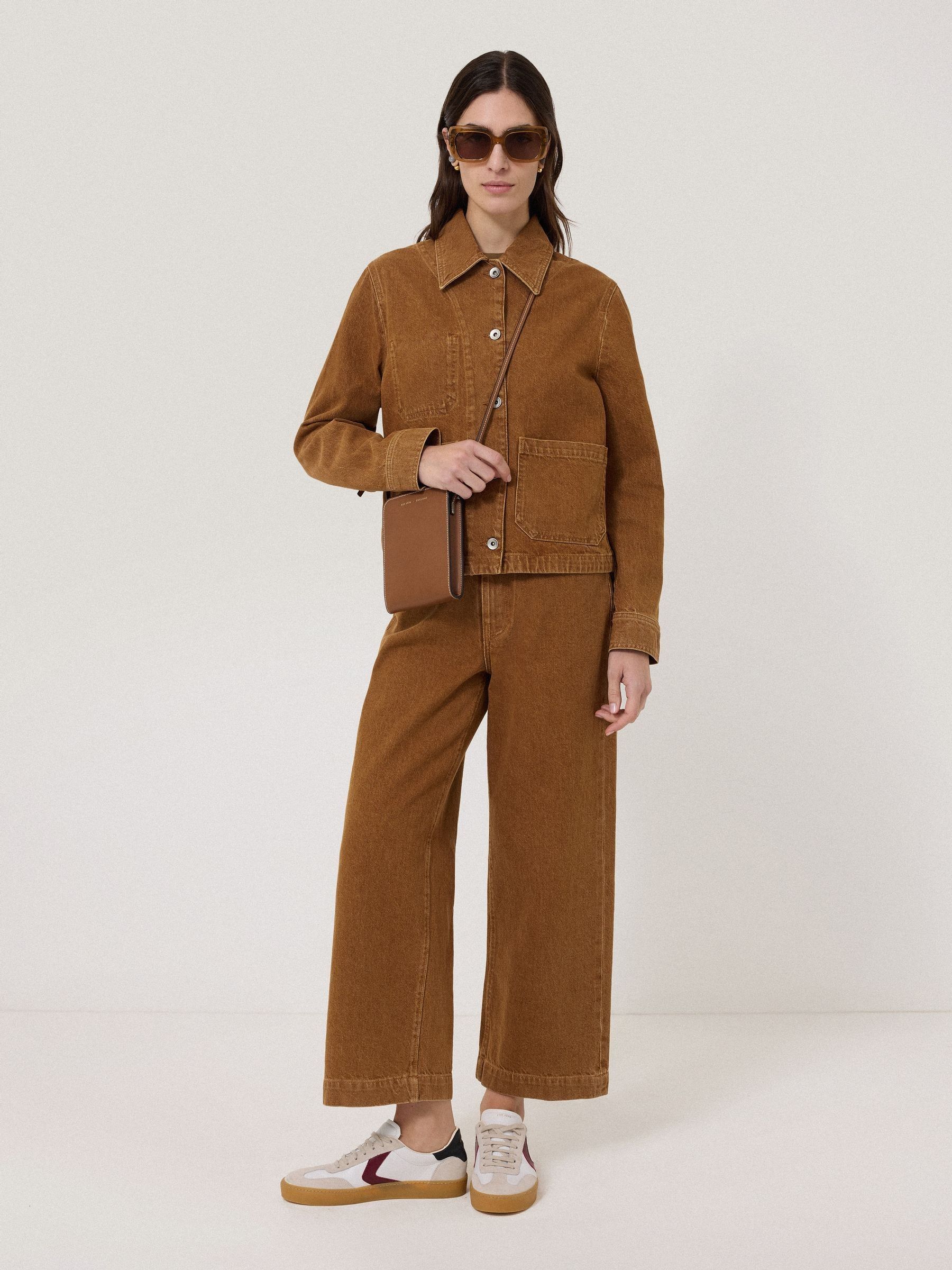 Buy Jigsaw Brown Cooper Denim Cropped Jacket from the Next UK