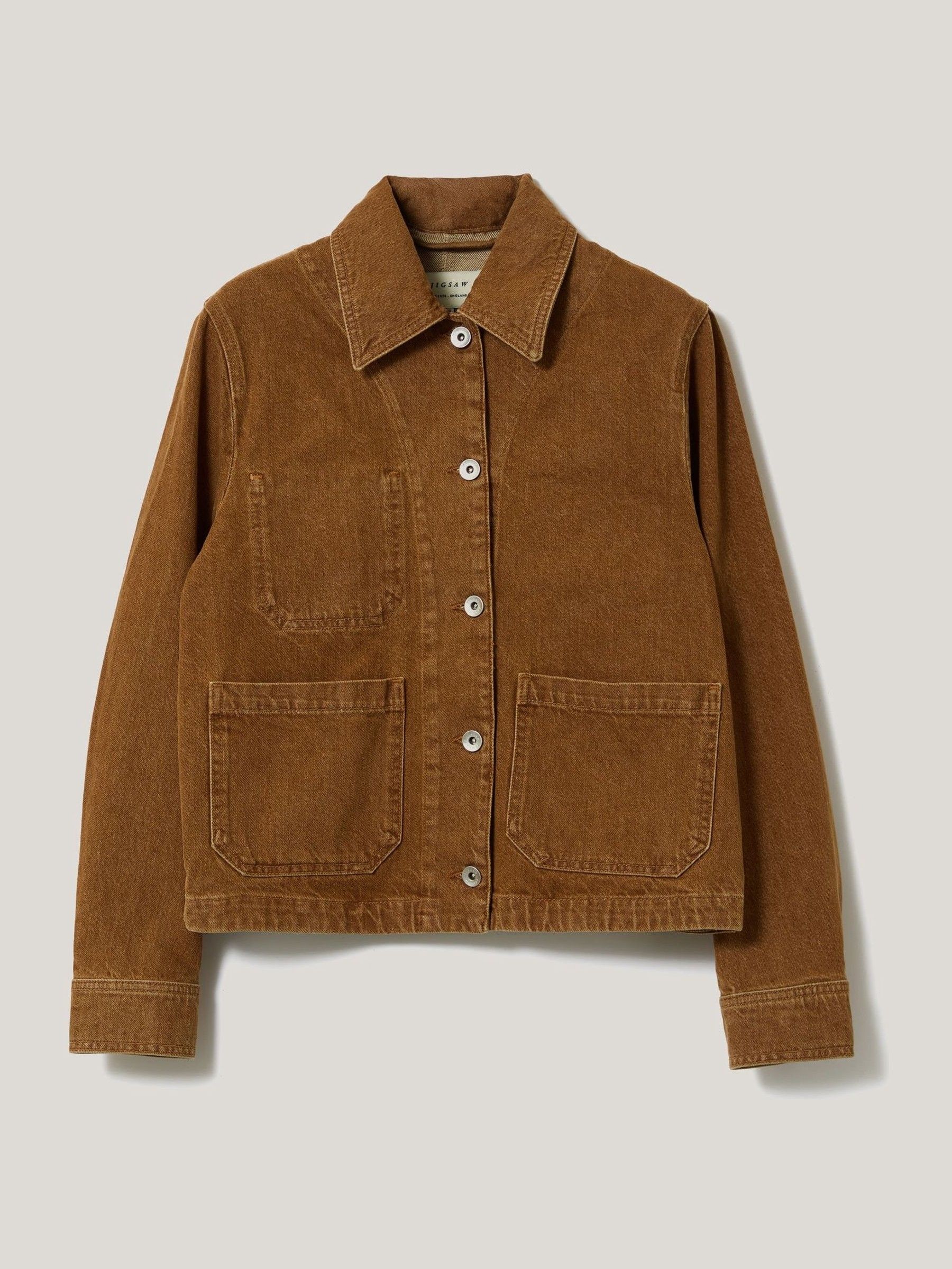 Buy Jigsaw Brown Cooper Denim Cropped Jacket from the Next UK