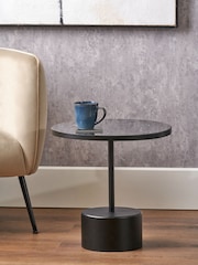 Pacific Black Enzo Marble and Metal Cylinder Base Coffee Table - Image 1 of 6
