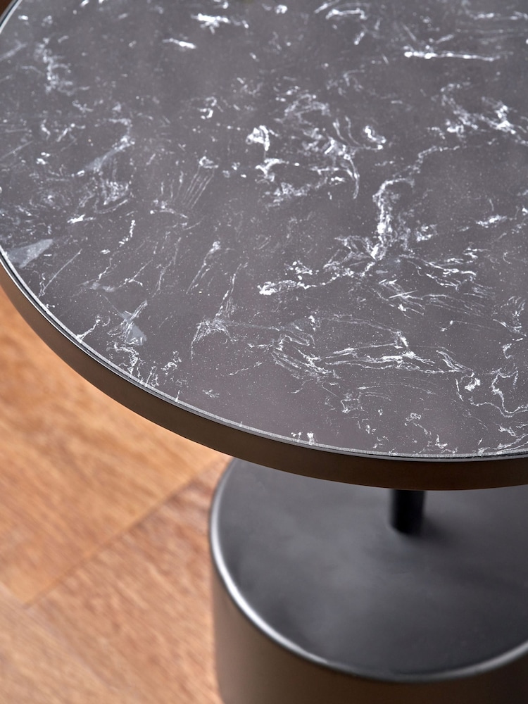 Pacific Black Enzo Marble and Metal Cylinder Base Coffee Table - Image 2 of 6