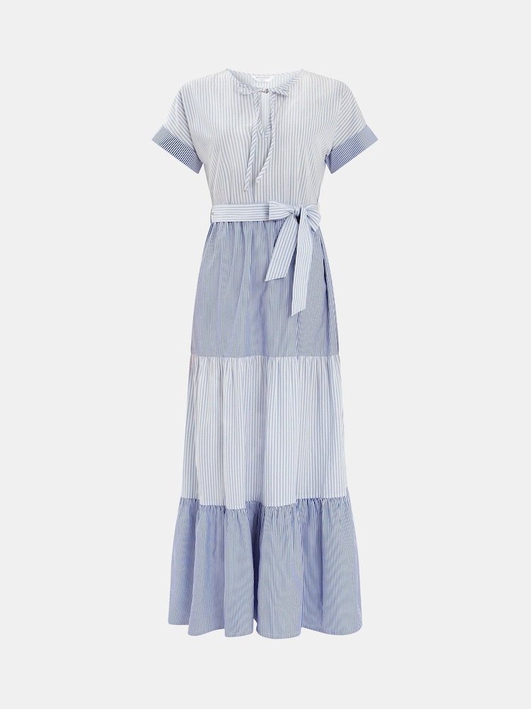 Accessorize Blue Colourblock Stripe Tiered Maxi Dress - Image 4 of 4
