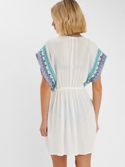 Accessorize White Mini Embroidered Fringe cover up - Image 2 of 4