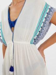 Accessorize White Mini Embroidered Fringe cover up - Image 3 of 4