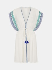 Accessorize White Mini Embroidered Fringe cover up - Image 4 of 4