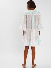 Accessorize Pink Mini Jacquard Stripe Flute Sleeve Dress - Image 3 of 4