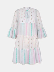 Accessorize Pink Mini Jacquard Stripe Flute Sleeve Dress - Image 4 of 4