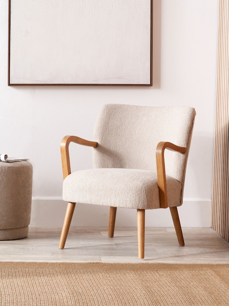 Pacific Brown Sennori Teddy Fabric and Wood Occasional Chair - Image 1 of 6