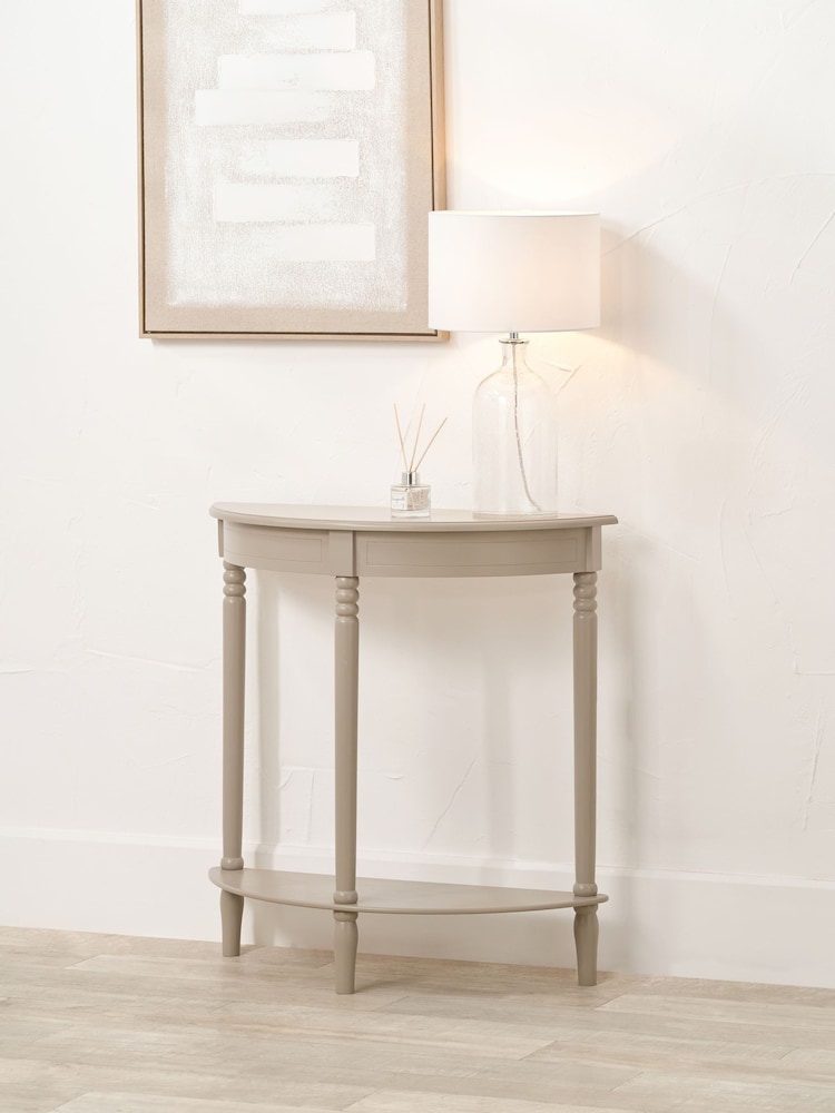 Pacific Cream Heritage Pine Wood Half Moon Console Table - Image 1 of 6