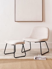 Pacific Cream Chiara Chenille and Metal Chair and Footstool - Image 1 of 6