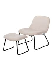 Pacific Cream Chiara Chenille and Metal Chair and Footstool - Image 6 of 6