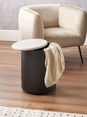 Pacific Black Remy Marble Effect and Metal Storage Side Table - Image 2 of 6