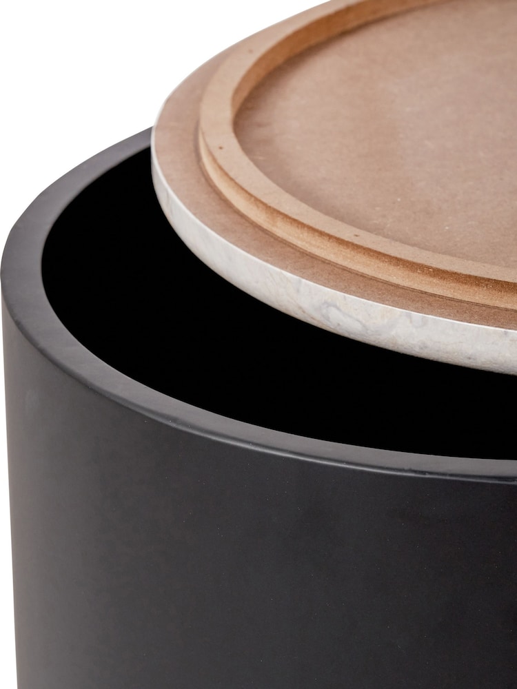 Pacific Black Remy Marble Effect and Metal Storage Side Table - Image 6 of 6