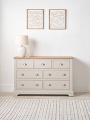 Pacific Natural Fairford Oak and Parchment 7 Drawer Unit - Image 1 of 6
