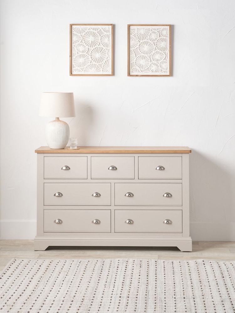 Pacific Natural Fairford Oak and Parchment 7 Drawer Unit - Image 1 of 6
