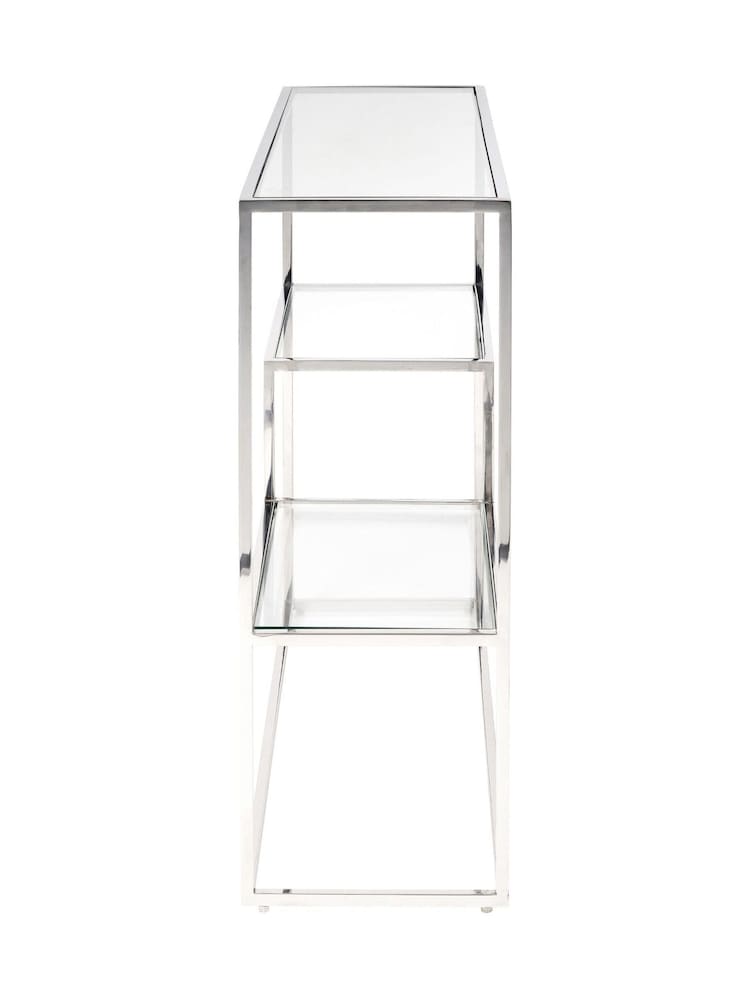 Pacific Silver Aleandra Glass and Metal Console Table - Image 6 of 6