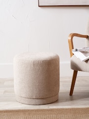 Pacific Brown Sassari Teddy Fabric Cylinder Pouffe - Image 1 of 6
