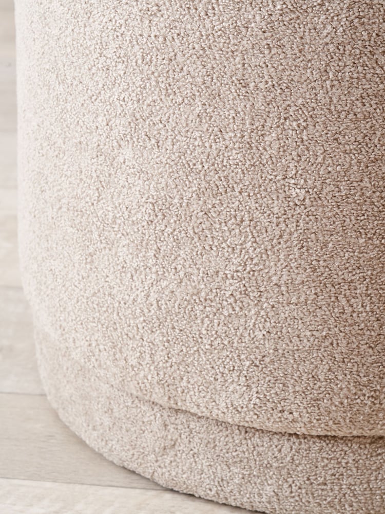 Pacific Brown Sassari Teddy Fabric Cylinder Pouffe - Image 2 of 6