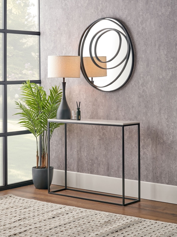 Pacific White Kalani Marble and Metal Rectangular Console Table - Image 1 of 6