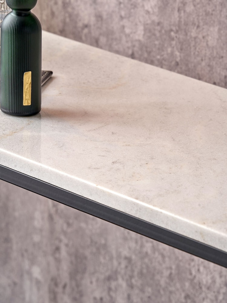 Pacific White Kalani Marble and Metal Rectangular Console Table - Image 2 of 6