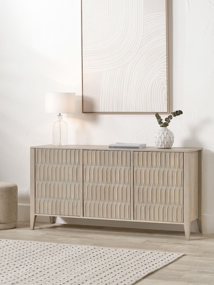 Pacific Grey Khao Mango Wood 3 Door Sideboard - Image 1 of 6 Pacific Grey Khao Mango Wood 3 Door Sideboard - Image 1 of 6
