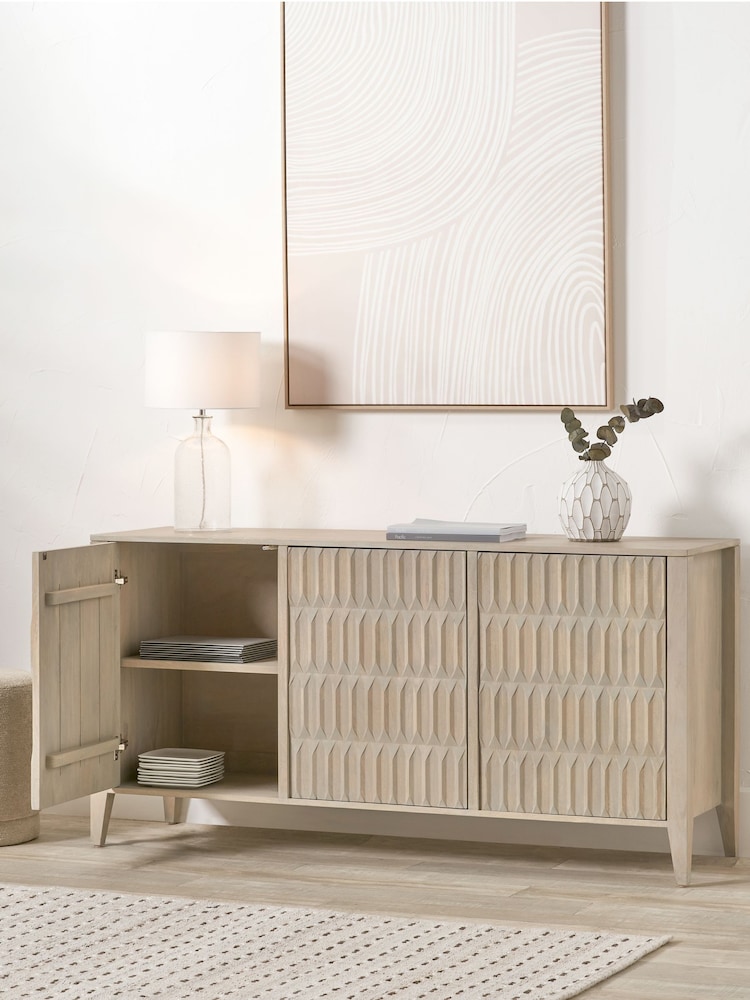 Pacific Grey Khao Mango Wood 3 Door Sideboard - Image 2 of 6 Pacific Grey Khao Mango Wood 3 Door Sideboard - Image 2 of 6