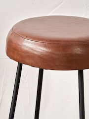 Pacific Brown Cosimo Leather and Metal Button Bar Stool - Image 2 of 6