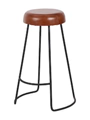 Pacific Brown Cosimo Leather and Metal Button Bar Stool - Image 4 of 6