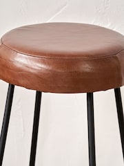 Pacific Brown Cosimo Leather and Metal Button Bar Stool - Image 6 of 6