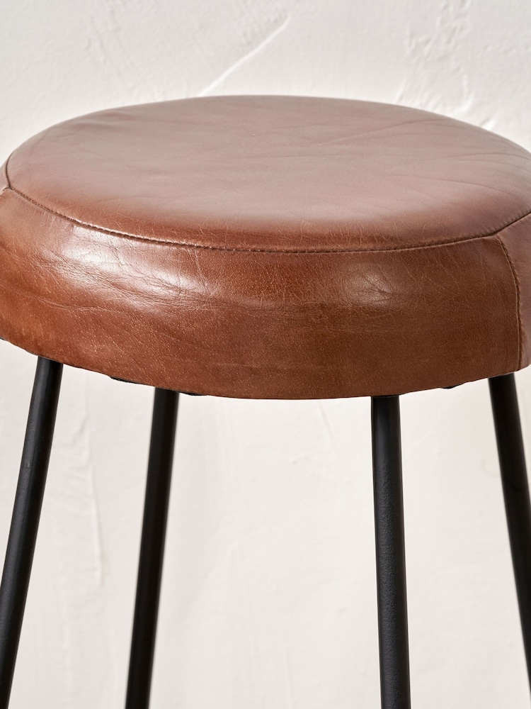 Pacific Brown Cosimo Leather and Metal Button Bar Stool - Image 6 of 6