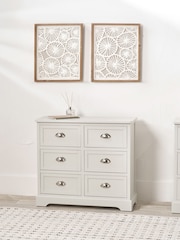 Pacific Grey Croft Linen Pine 6 Drawer Unit - Image 1 of 6