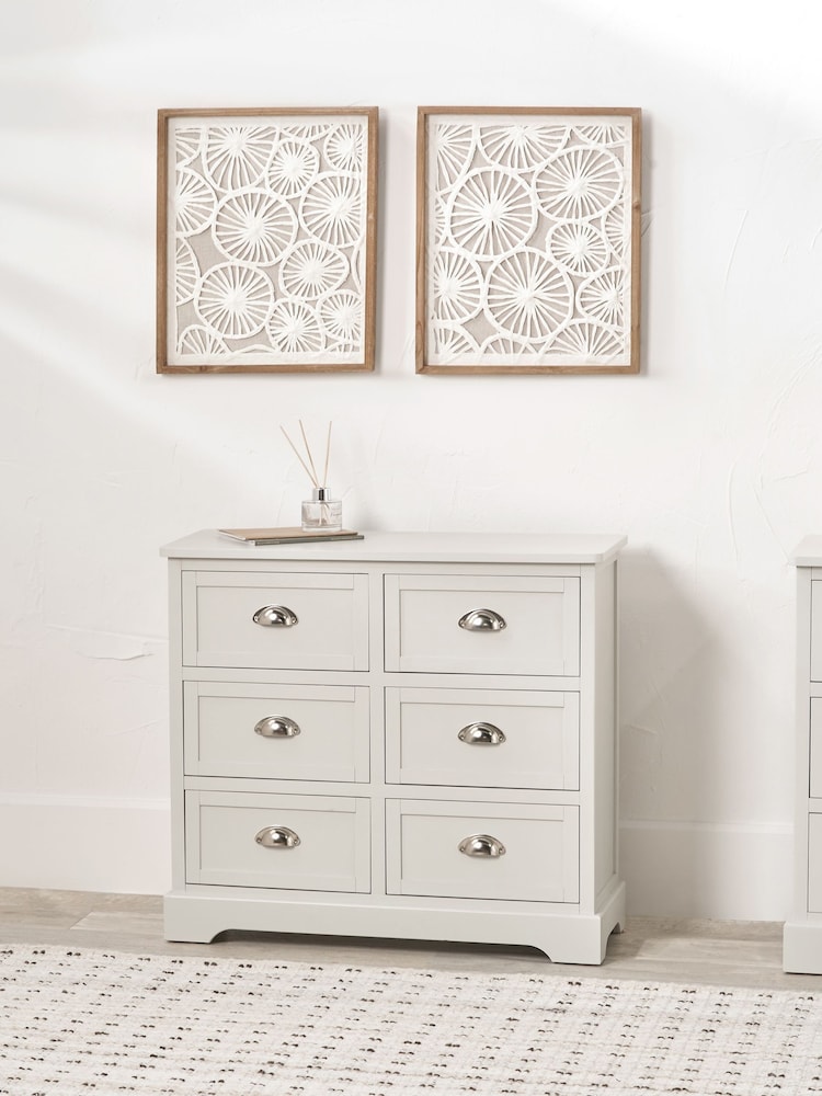 Pacific Grey Croft Linen Pine 6 Drawer Unit - Image 1 of 6