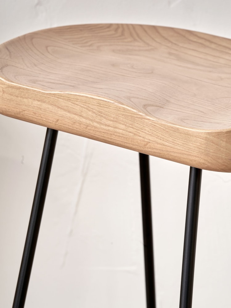 Pacific Natural Laselle Ash Wood and Metal Bar Stool - Image 2 of 6