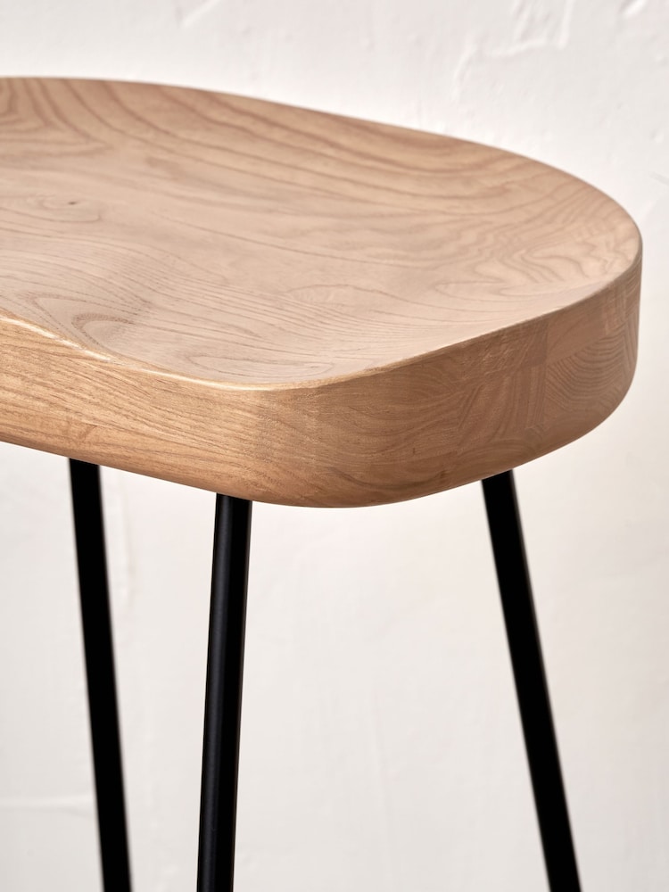 Pacific Natural Laselle Ash Wood and Metal Bar Stool - Image 6 of 6