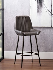 Pacific Brown Angelo Leather and Metal Retro Bar Stool - Image 1 of 6
