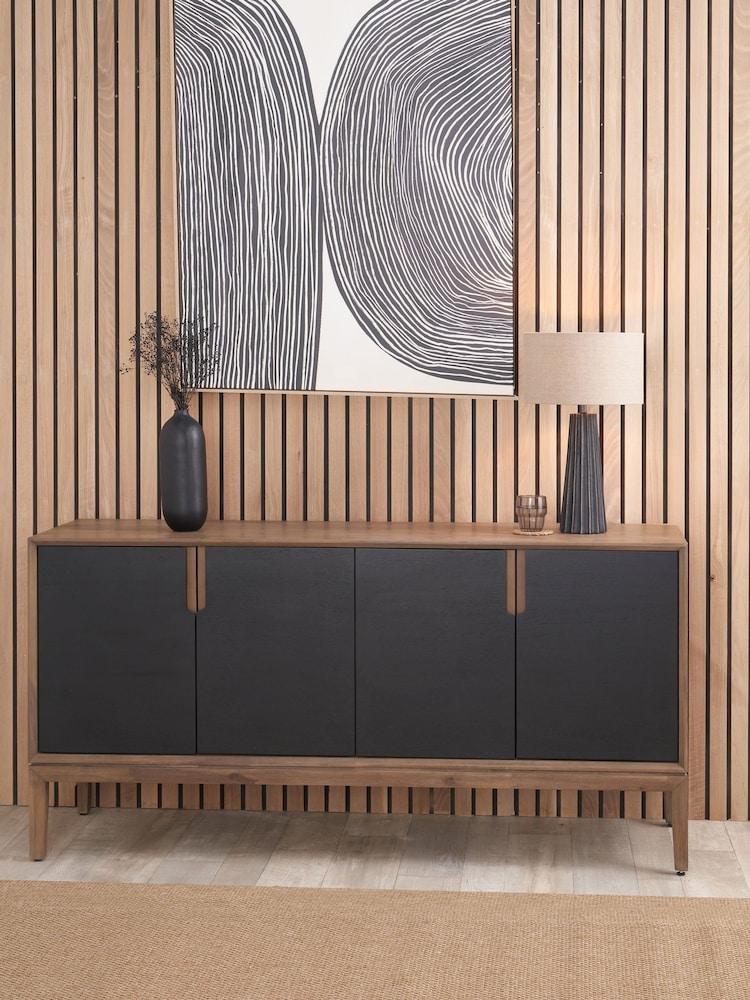 Pacific Black Gio Acacia Wood 4 Door Sideboard - Image 1 of 6