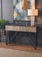 Pacific Black Piedra Wood and Veneer 2 Drawer Console Table - Image 1 of 6