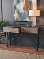 Pacific Black Piedra Wood and Veneer 2 Drawer Console Table - Image 2 of 6